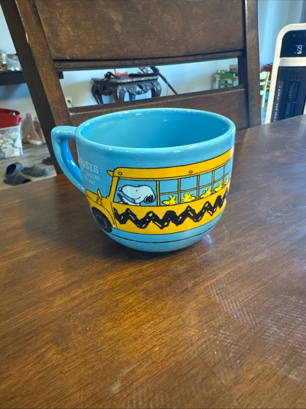 Peanuts Blue and Yellow Snoopy Bus Ceramic Mug